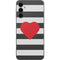 Black And White Striped Heart Galaxy A14 5G Skin